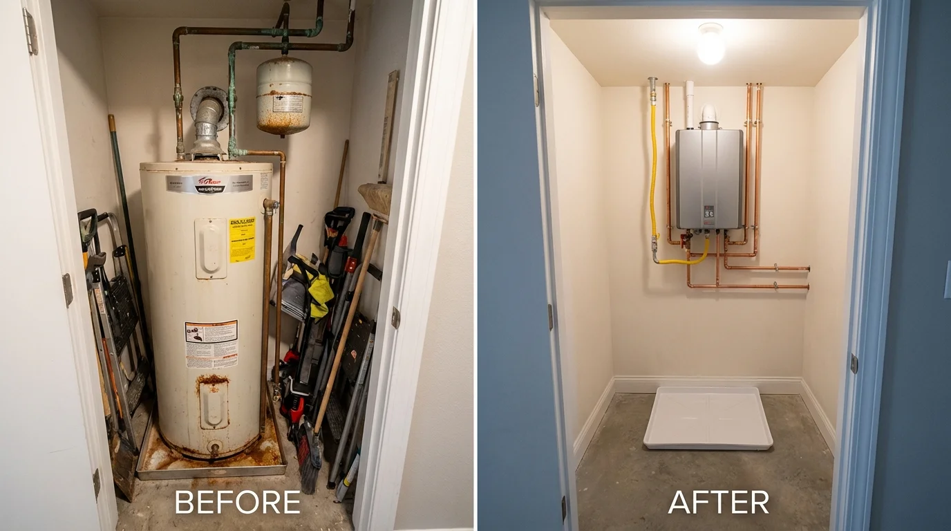 Tank water heater versus wall-mounted tankless unit comparison for Baker City, OR homeowners