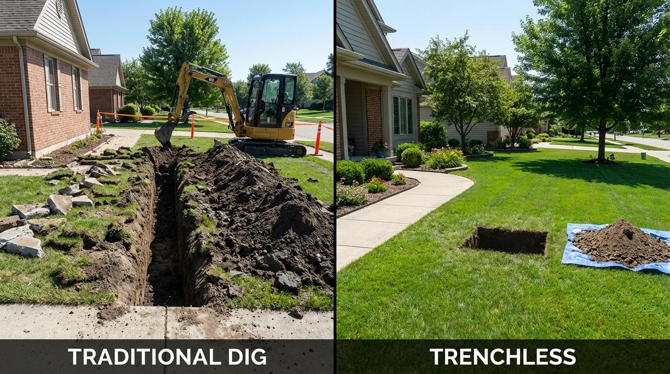 Trenchless sewer repair with minimal yard damage versus traditional excavation in Baker City, OR